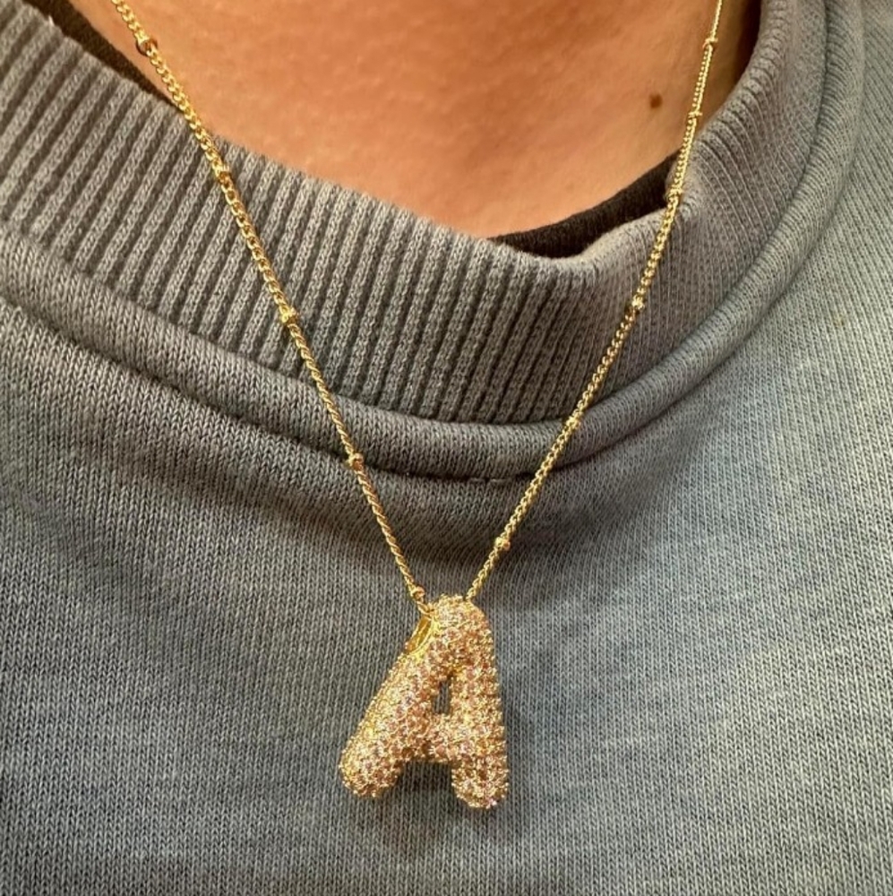 Bella & Co. Initial Bubble Necklace, Letter 'A', Gold